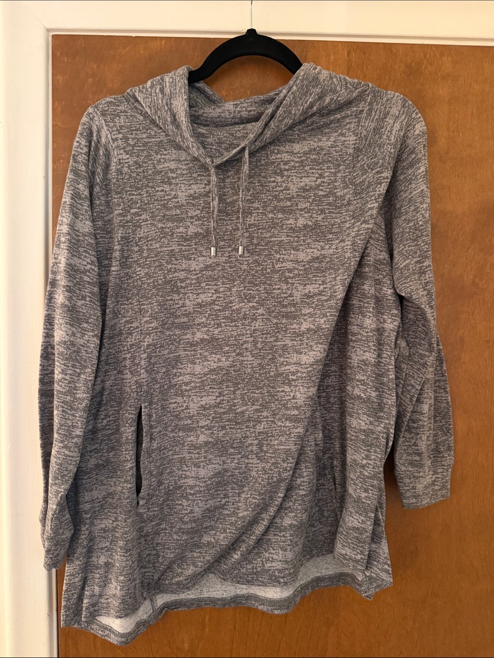Lightweight Heather Gray Hooded Pullover Sweater